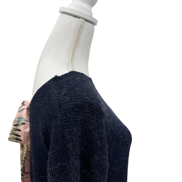 Hem & Thread Navy Sweater Dress with Floral Tieback Bow Super Soft Size M - Picture 9 of 10